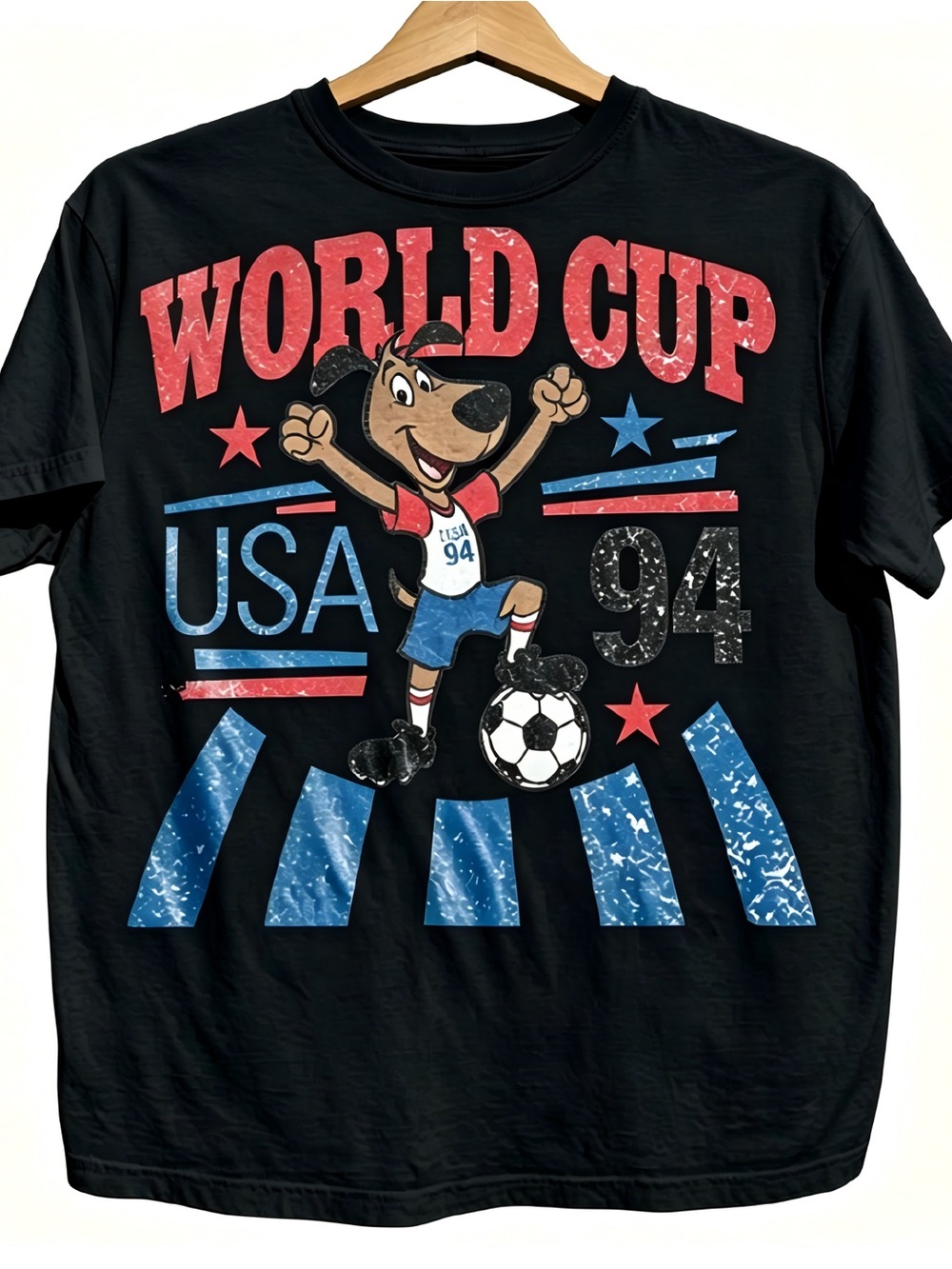 World Cup USA94 Dog Graphic Womens Mens T-shirt Unisex Patriotic Soccer Lover